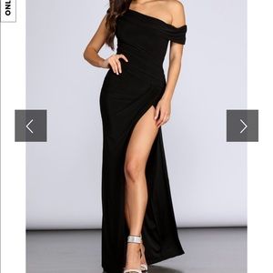 Black high slit dress